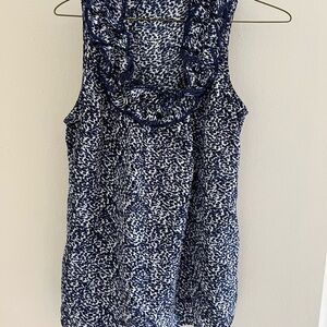 The Limited Blue Ruffle Neck Sleeveless Blouse Size XS